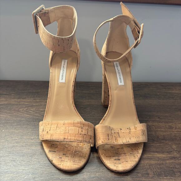 Diane Von Furstenberg Ulrica Block Heel Sandal in Natural Cork - size 10B - Picture 2 of 8